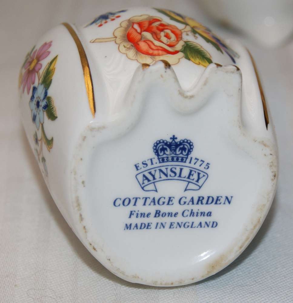 Aynsley "Cottage Garden" Owl Shaped Dressing Table Trinket Box