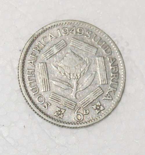 1949 Union of South Africa Sixpence (6D) 80% Silver (2.7g) @@ CCRRAAZZYY R1 START