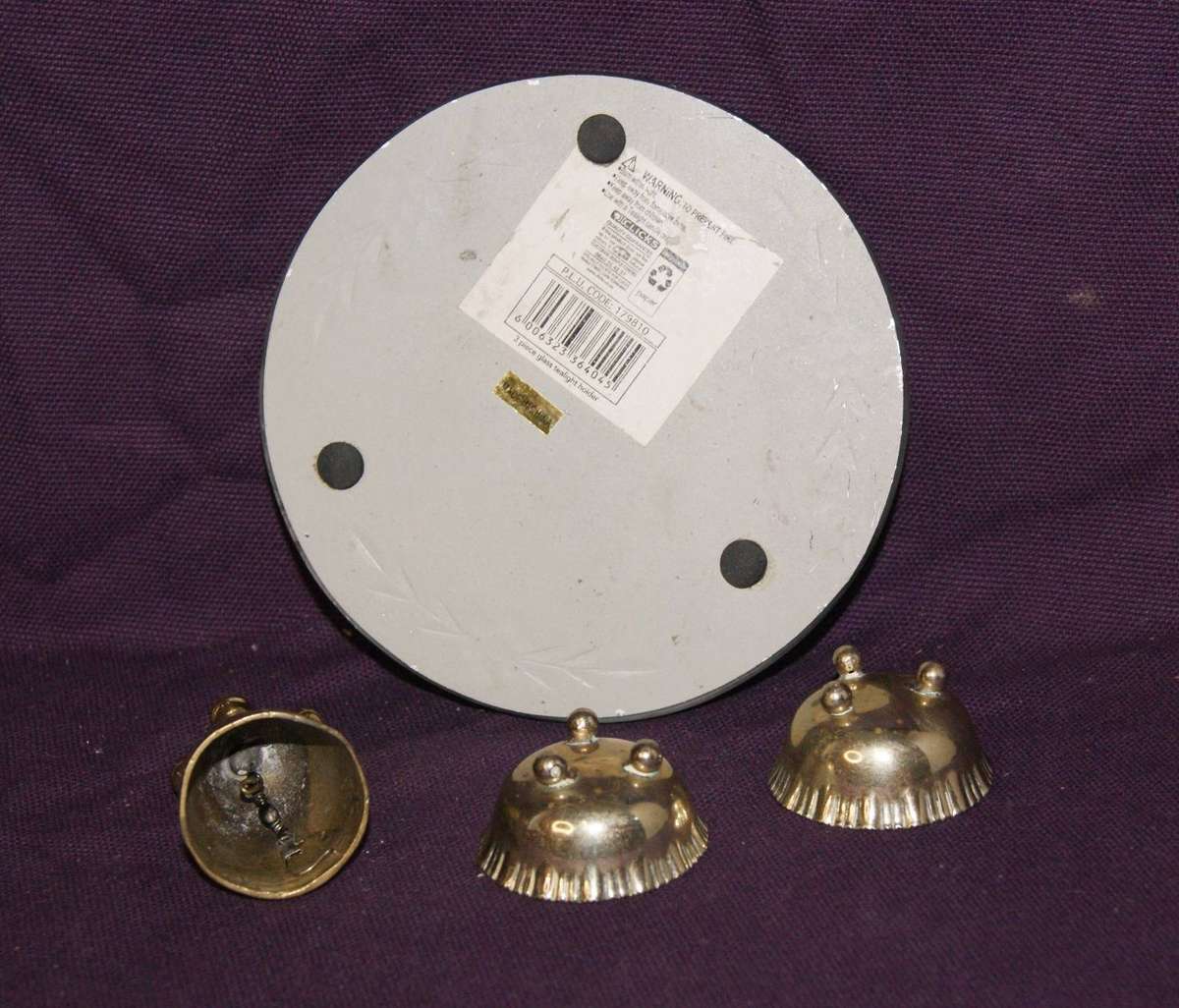 Mirror and Brass Table Condiment Set with Bell