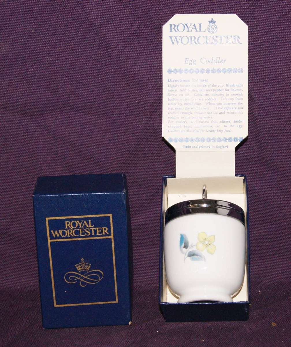 Vintage Royal Worcester King Sized Egg Coddler Woodland Pattern in Original Box