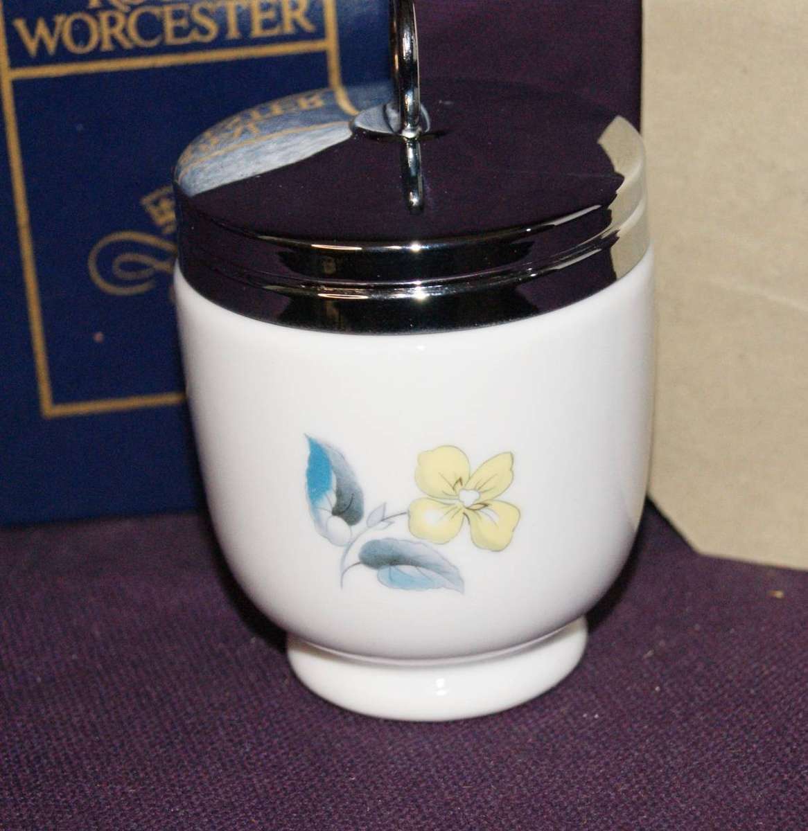 Vintage Royal Worcester King Sized Egg Coddler Woodland Pattern in Original Box