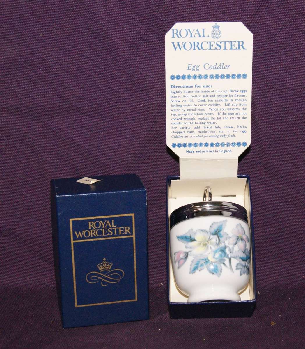 Vintage Royal Worcester King Sized Egg Coddler Woodland Pattern in Original Box