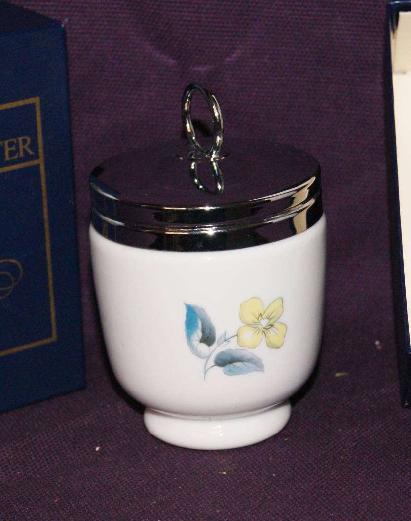 Vintage Royal Worcester King Sized Egg Coddler Woodland Pattern in Original Box