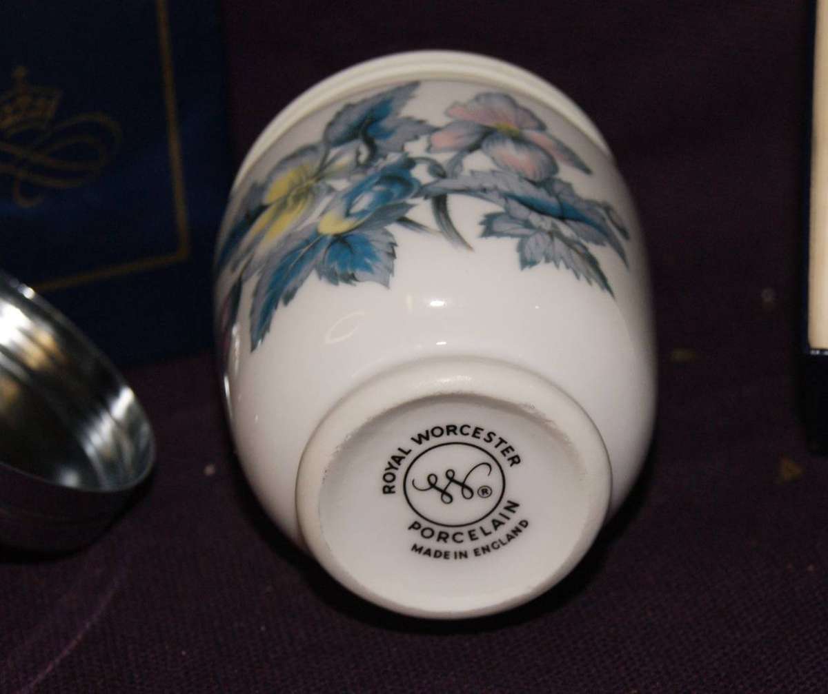 Vintage Royal Worcester King Sized Egg Coddler Woodland Pattern in Original Box