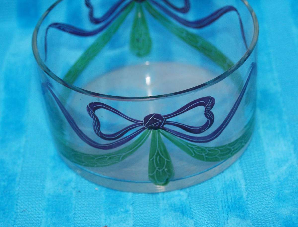 Silver Plated and Painted Glass Jam/ Sugar Bowl
