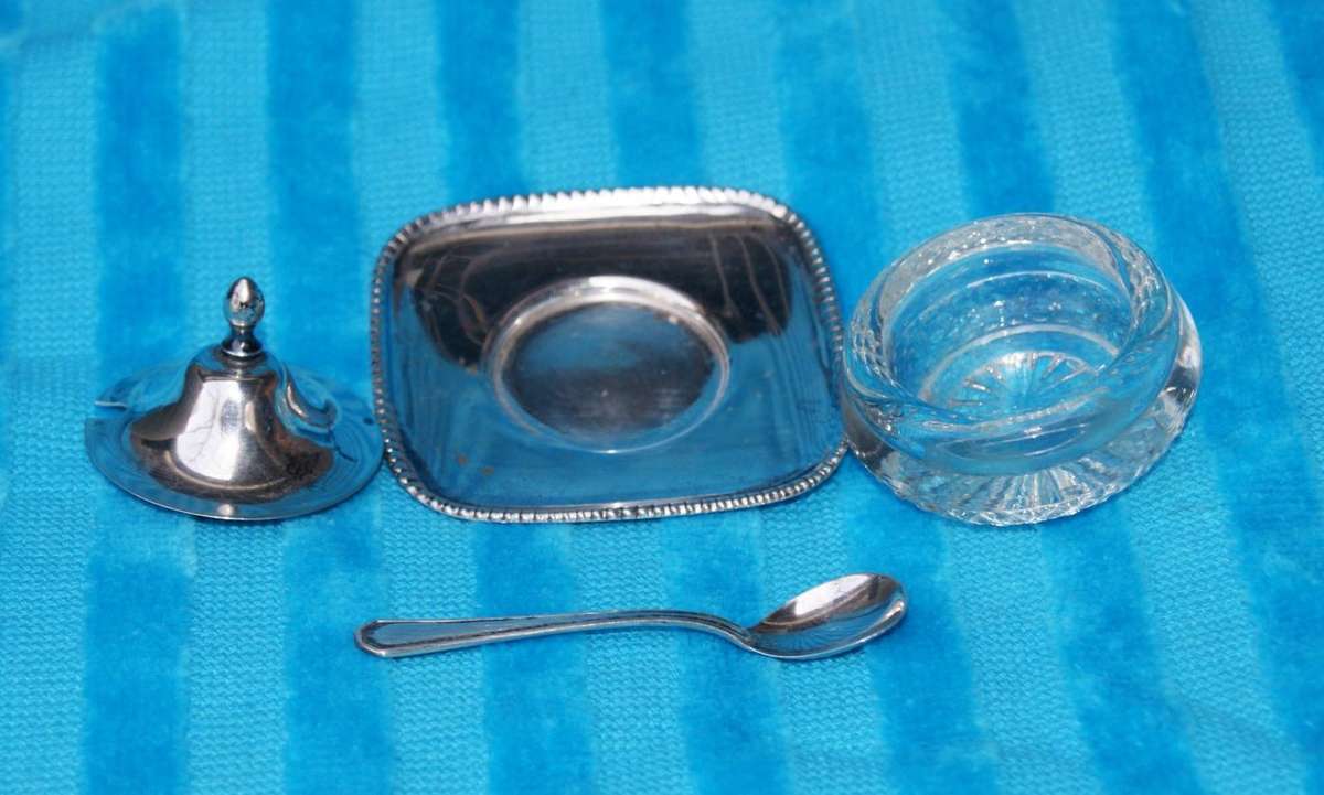 Vintage Portuguese Hallmarked Silver Topazio 833 Mustard Server with Spoon 33.7g