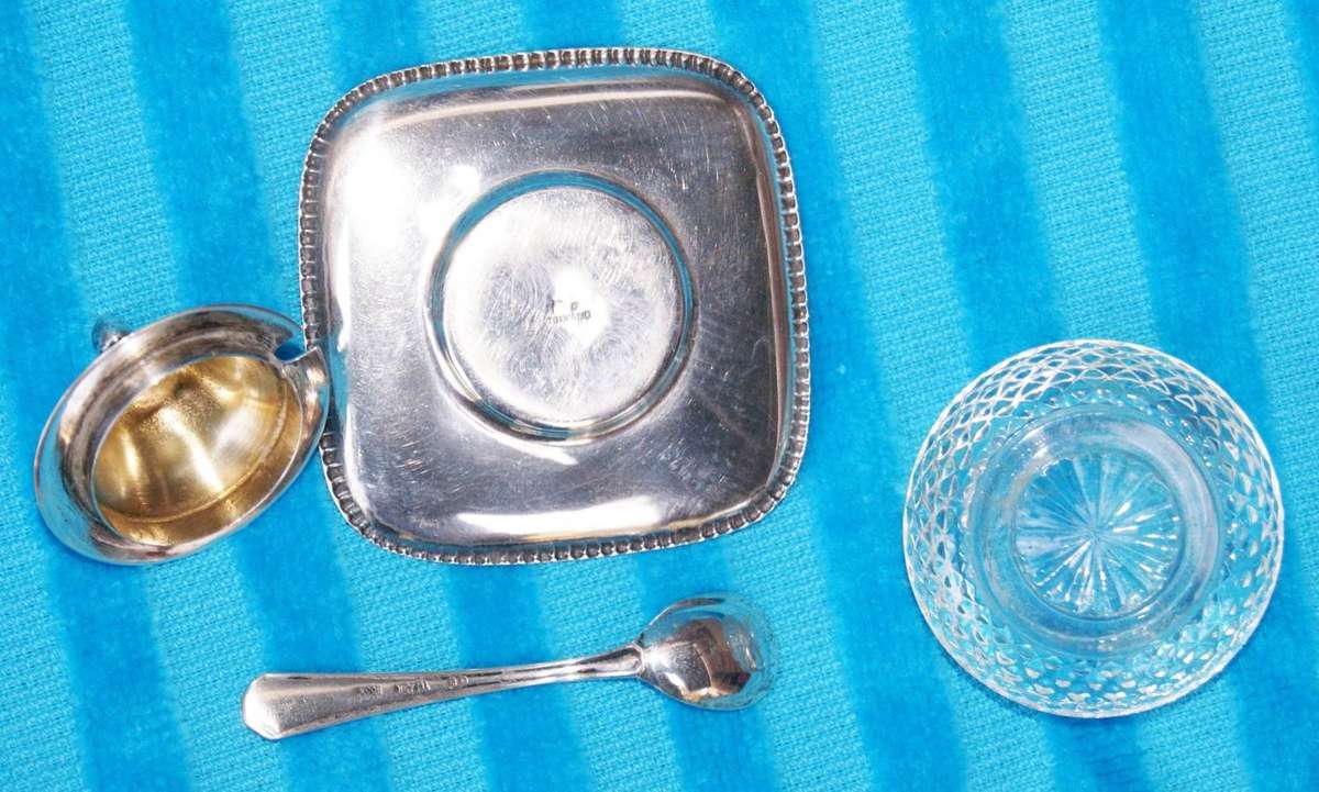 Vintage Portuguese Hallmarked Silver Topazio 833 Mustard Server with Spoon 33.7g