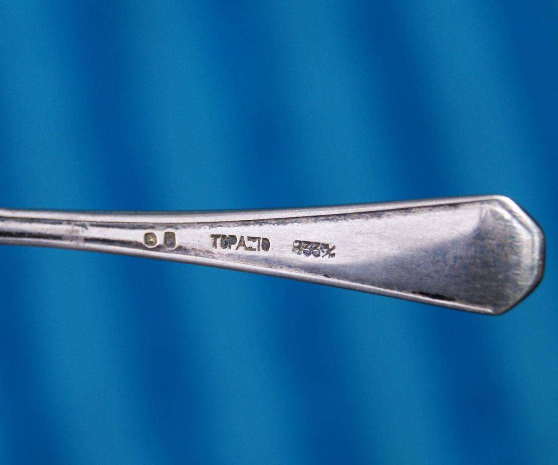 Vintage Portuguese Hallmarked Silver Topazio 833 Mustard Server with Spoon 33.7g