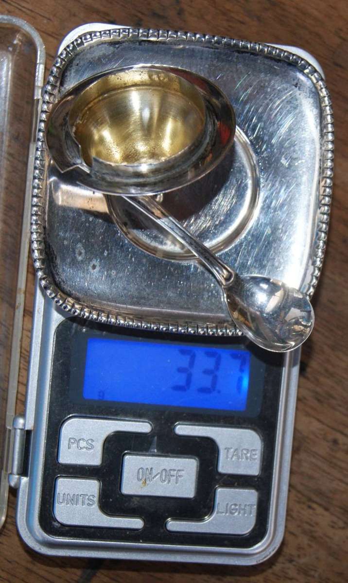 Vintage Portuguese Hallmarked Silver Topazio 833 Mustard Server with Spoon 33.7g