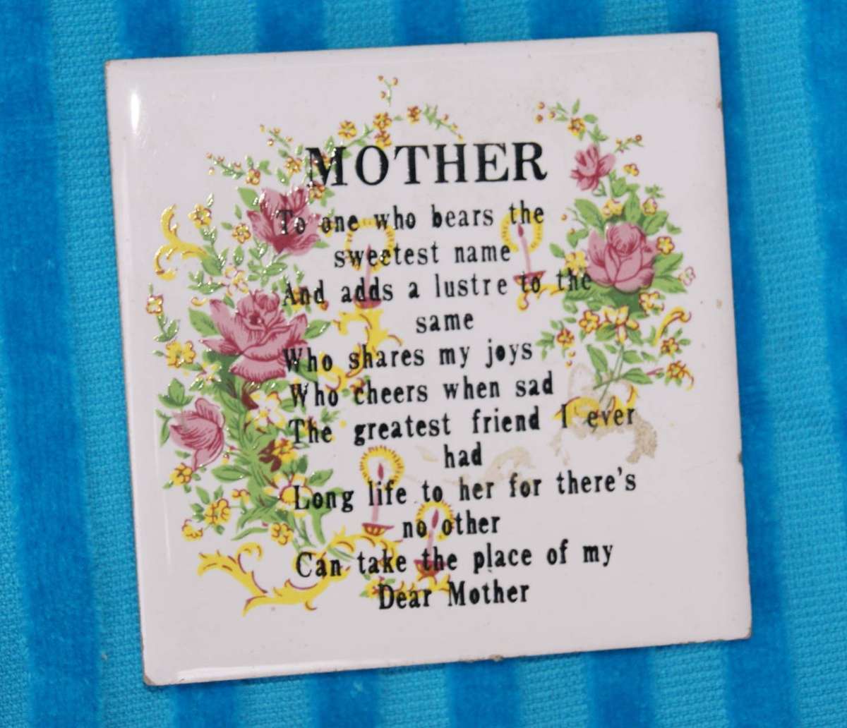 Vintage Ode to Mother Ceramic Plaque/ Tile