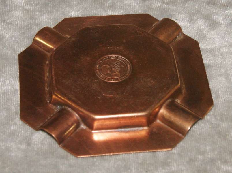 Vintage "Central African Rhodes centenary exhibition 1953" copper ashtray