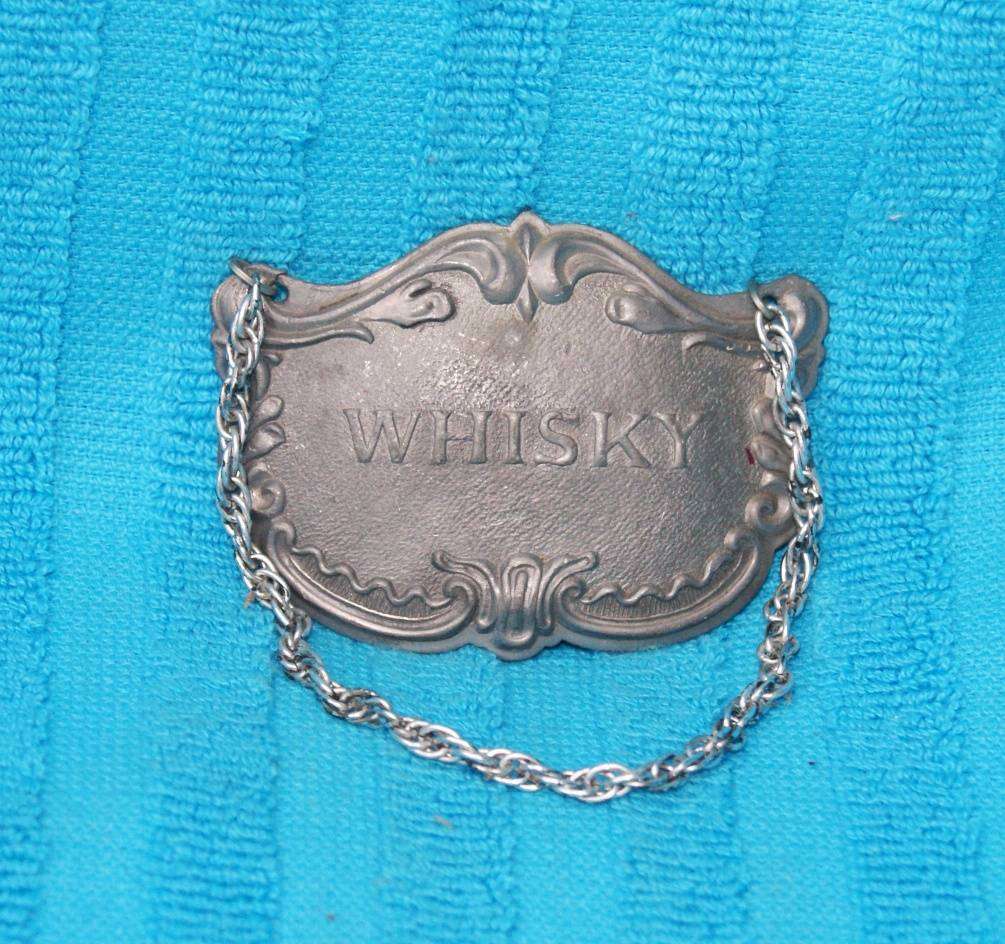 Vintage Pewter Whisky Decanter Label