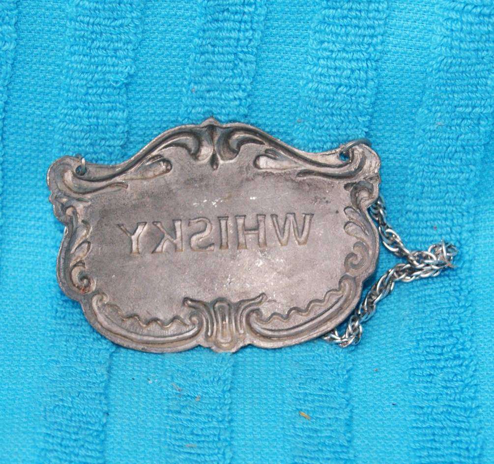Vintage Pewter Whisky Decanter Label