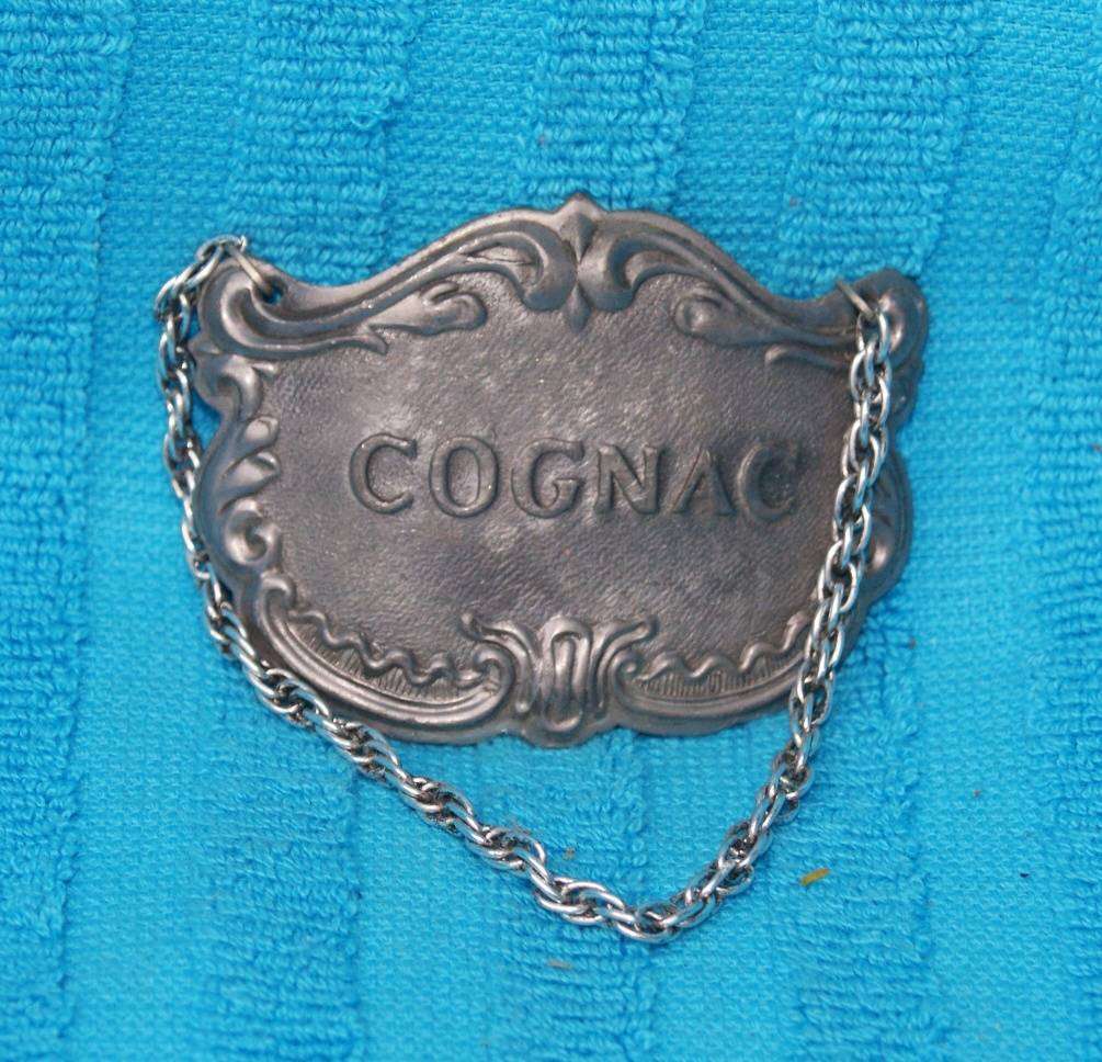 Vintage Pewter Cognac Decanter Label