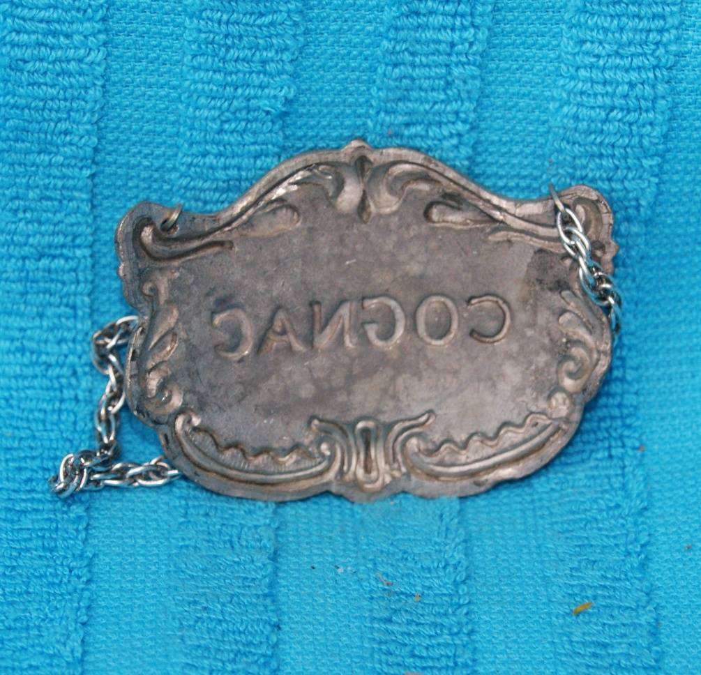 Vintage Pewter Cognac Decanter Label