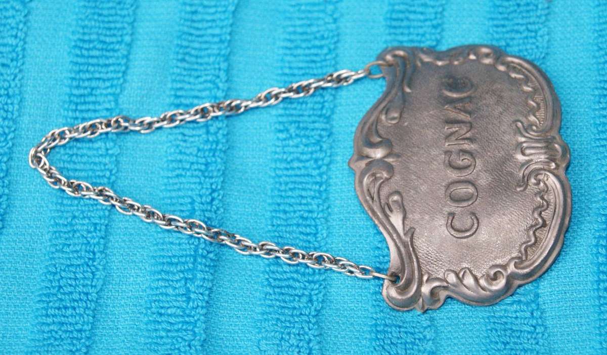 Vintage Pewter Cognac Decanter Label
