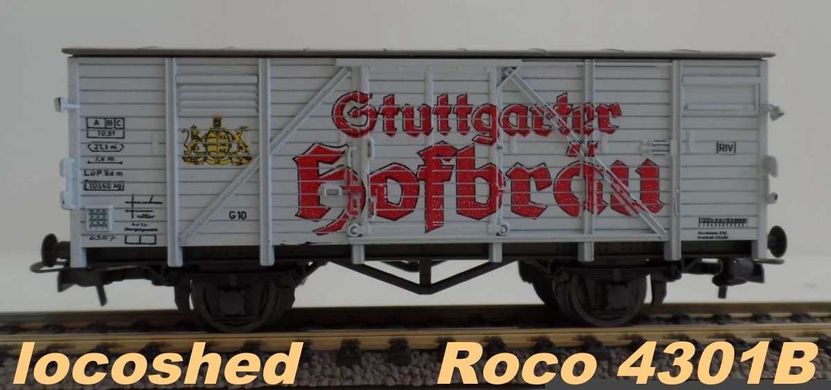 H0 gge 1/87 93 mm DB Closed Goods/Cool wagon "Stuttgarter Hofbraeu", mint in orig.box Roco 4301B