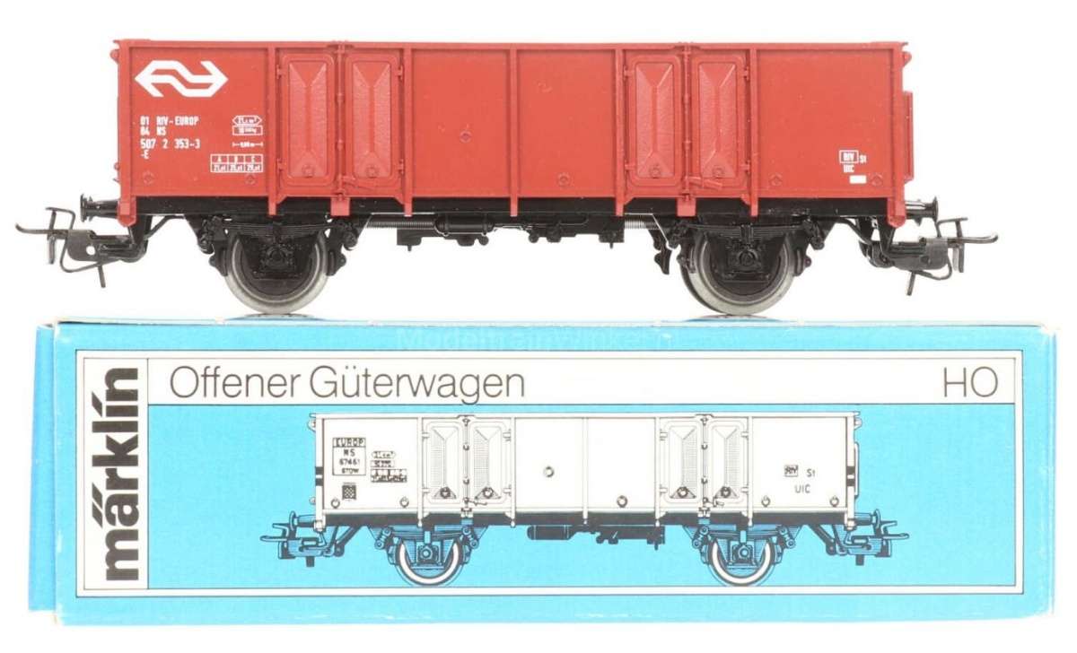 H0 gauge 1/87  2-axle 83 mm high-sided open goods wagon, mint in orig.box Maerklin 4639