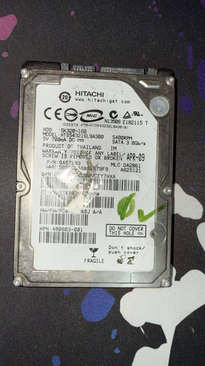 Hitachi 160GB 2.5" Laptop Hard Drive  SATA II 5400RPM  Tested