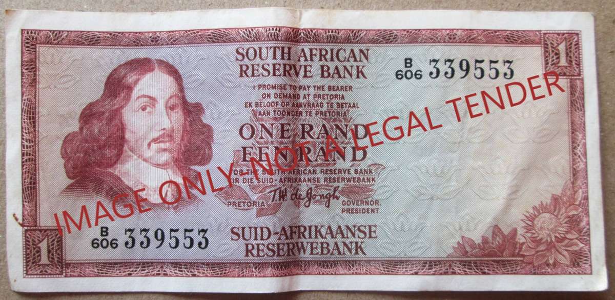 One Rand Republic of South Africa Serial Nr B606 339553