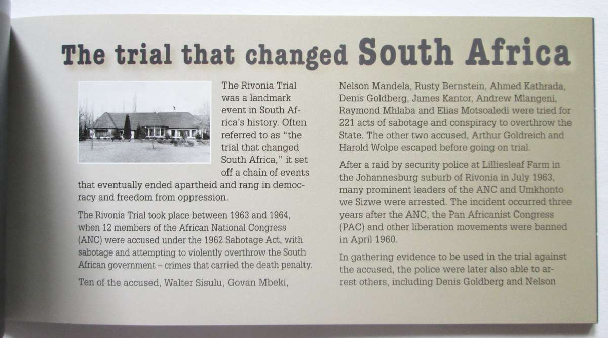 Rivonia Trial 1963 to 2013 Booklet with 12 Miniature Stamps Sheets