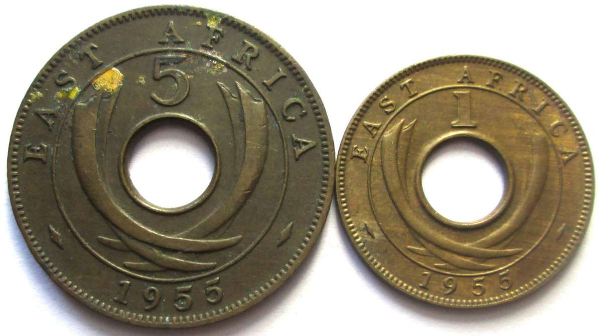 1955 East Africa 1 Cent 5 Cents