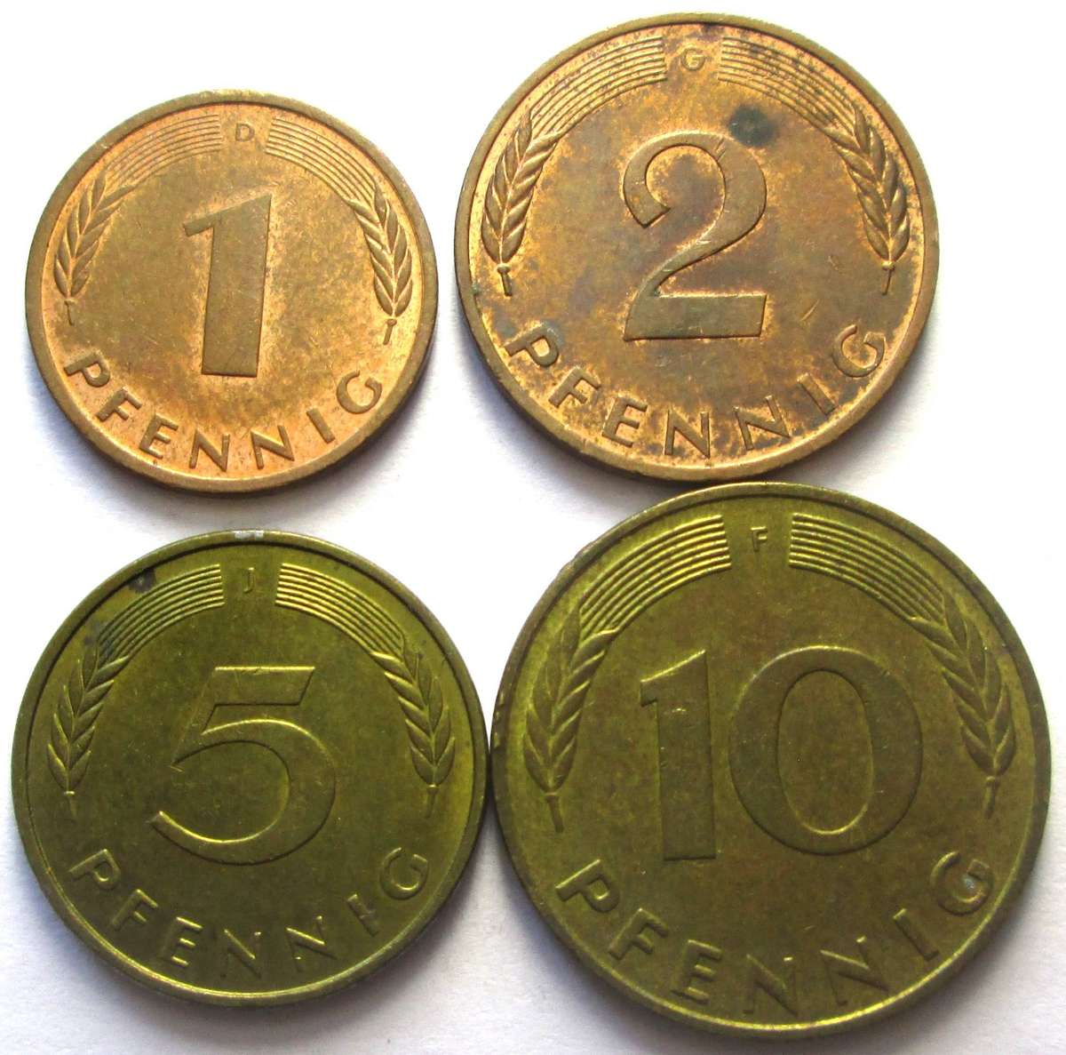 1990 Germany 1/2/5/10 Pfennigs