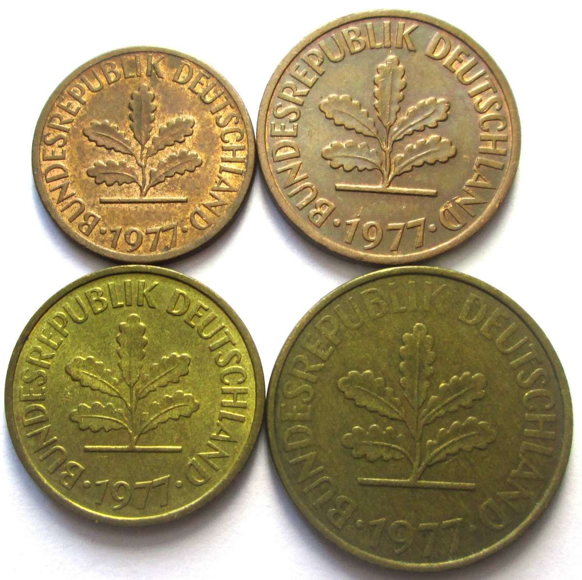 1977 Germany 1/2/5/10 Pfennigs