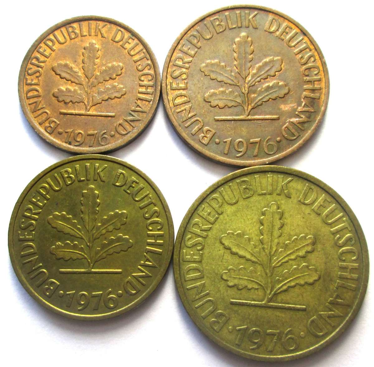 1976 Germany 1/2/5/10 Pfennigs