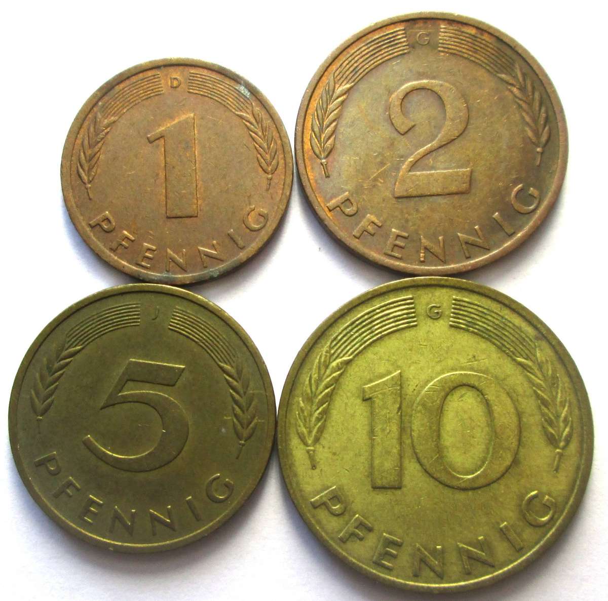 1976 Germany 1/2/5/10 Pfennigs