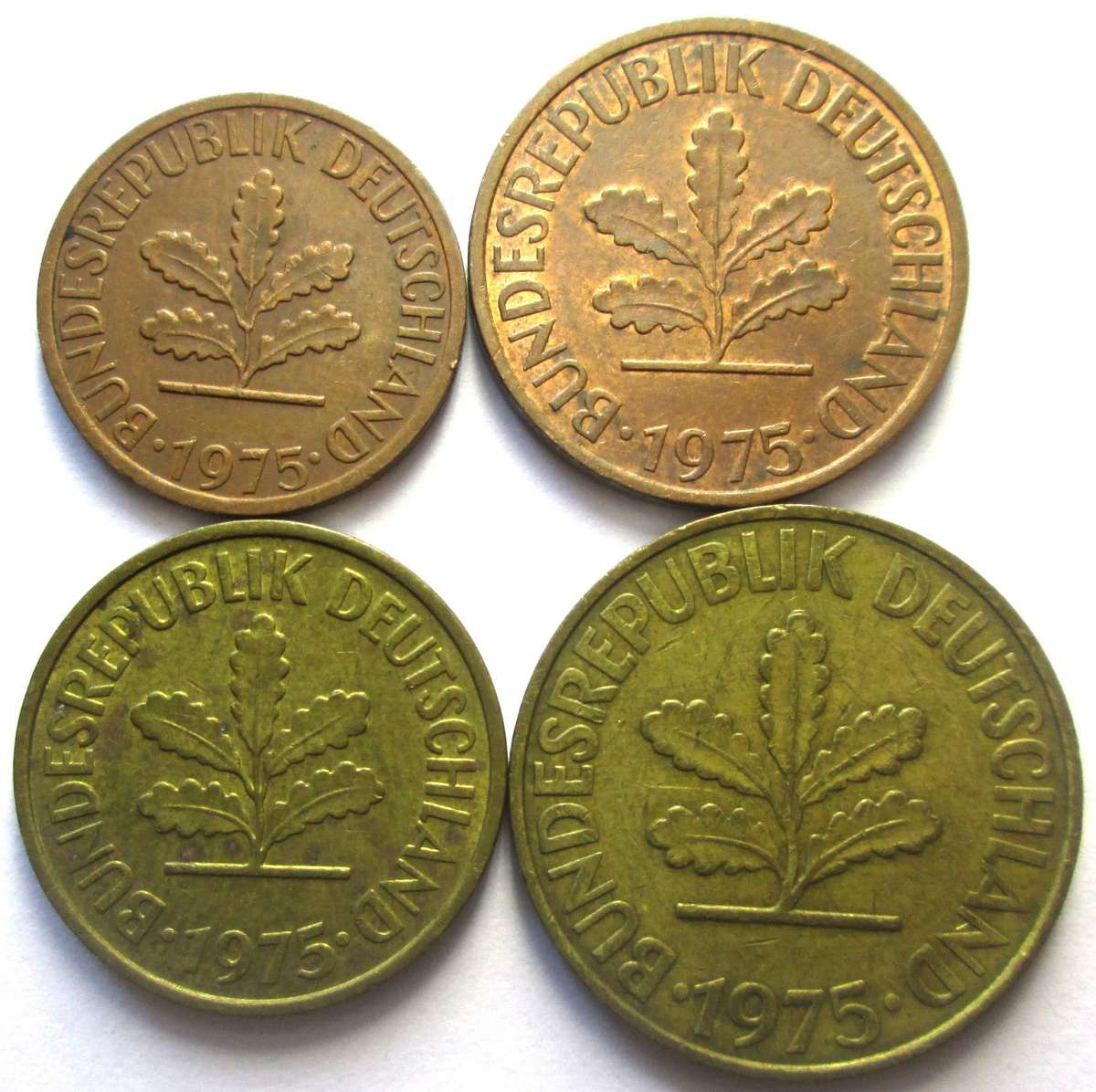 1975 Germany 1/2/5/10 Pfennigs