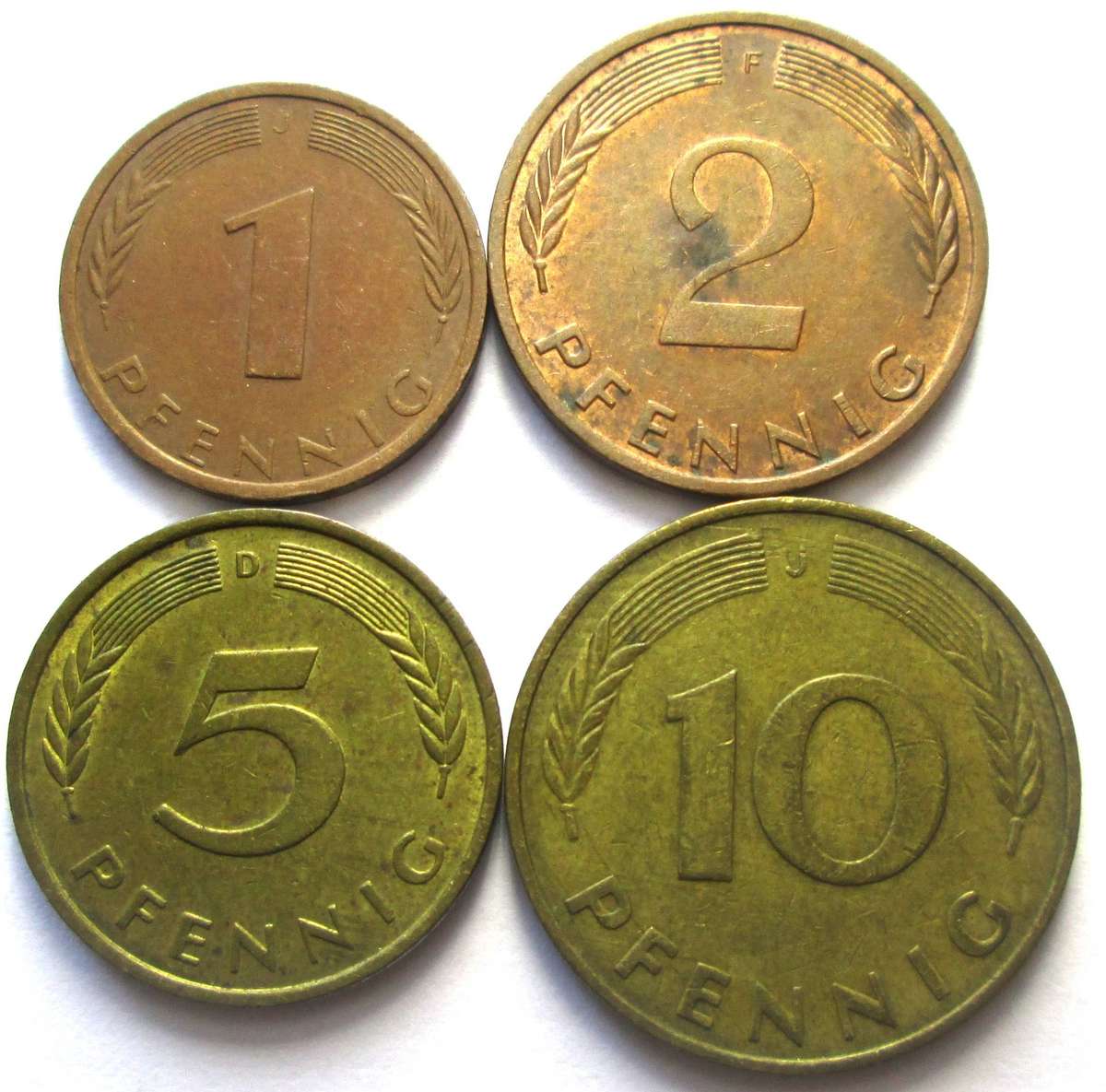 1975 Germany 1/2/5/10 Pfennigs