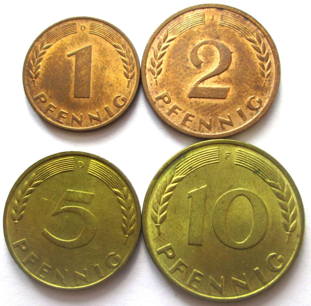 1970 Germany 1/2/5/10 Pfennigs