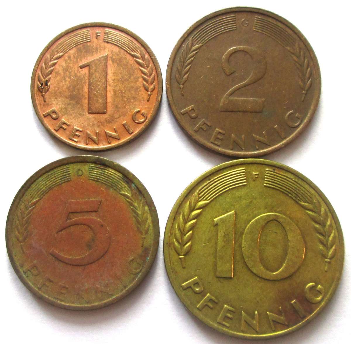 1971 Germany 1/2/5/10 Pfennigs