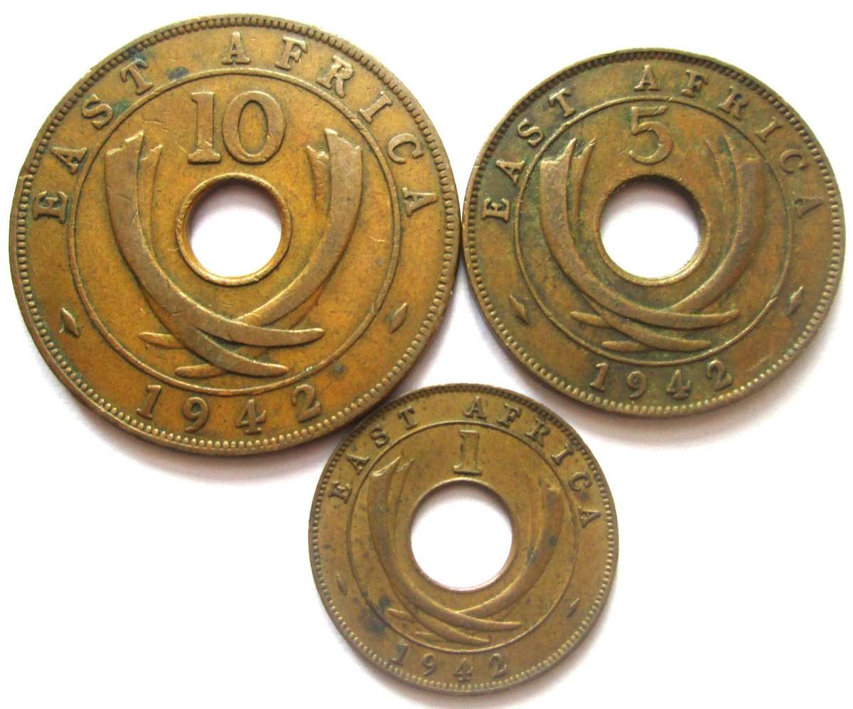 1942 East Africa 1/5/10 Cents