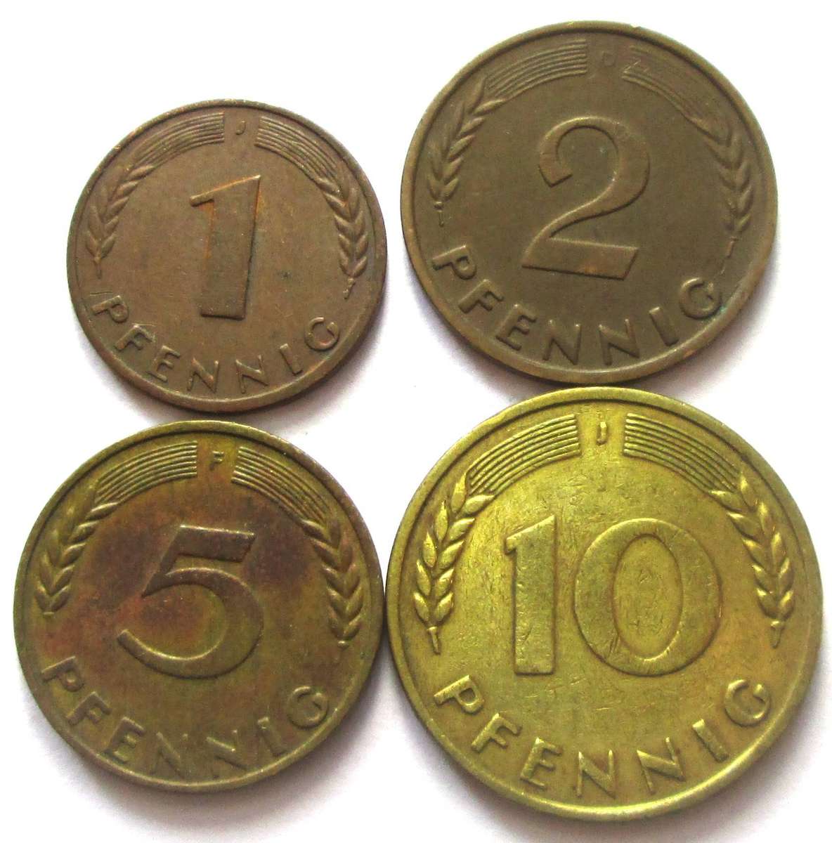 1950 Germany 1/2/5/10 Pfennigs