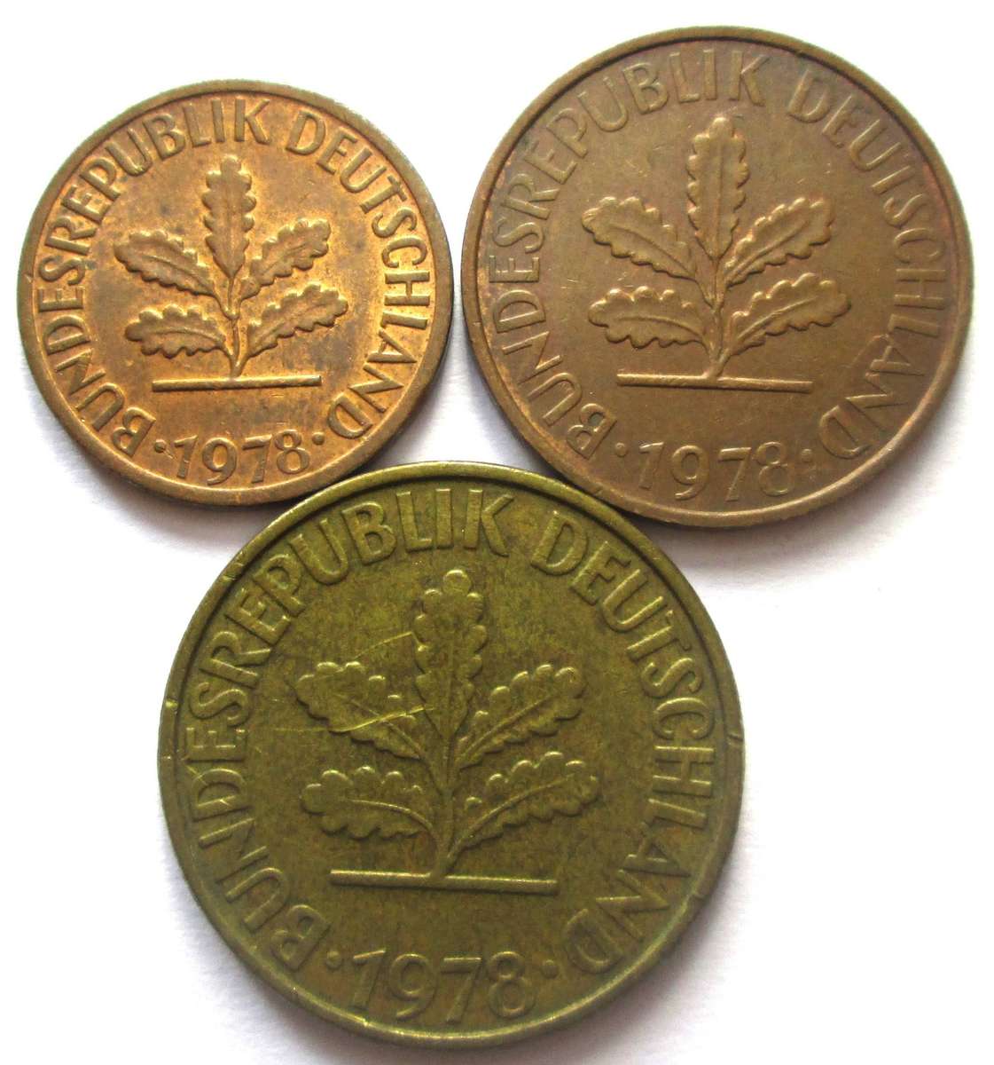 1978 Germany 1/2/10 Pfennigs