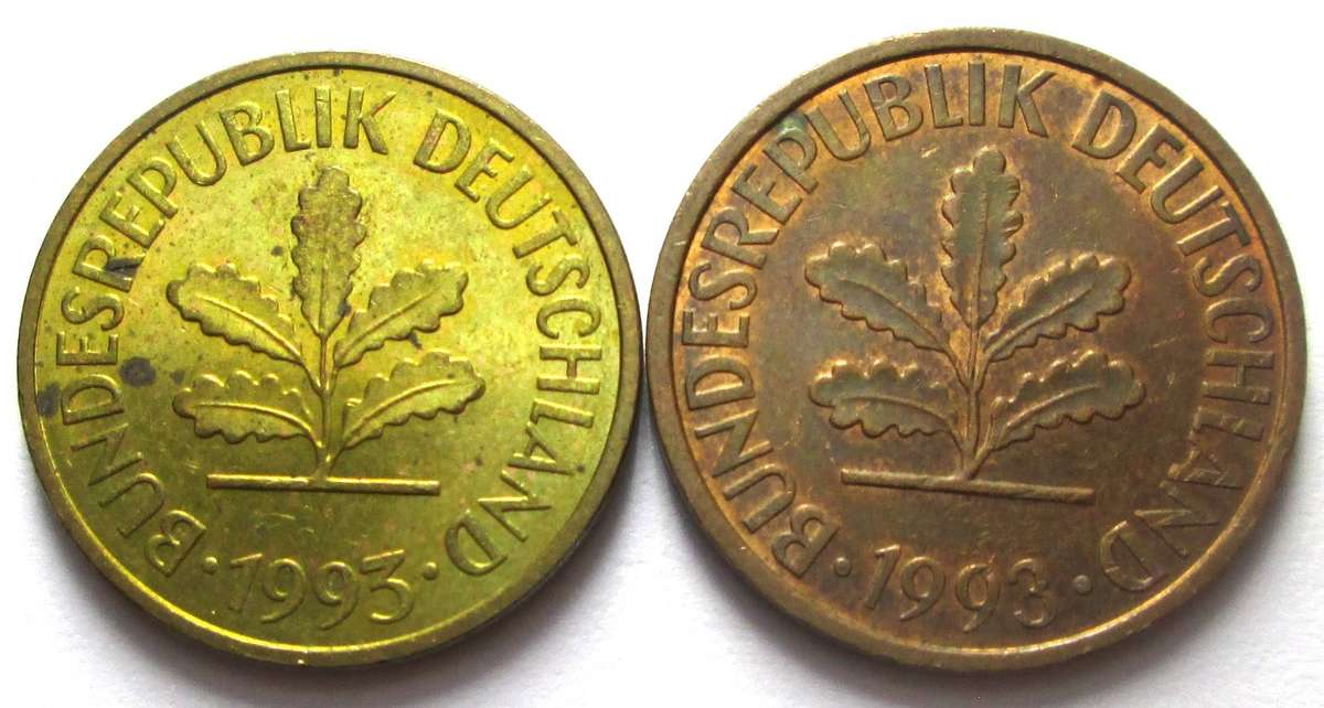 1993 Germany 2 Pfennig 5 Pfennigs