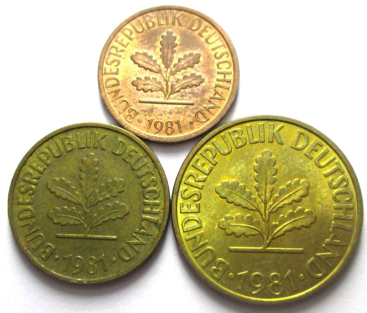 1981 Germany 1/5/10 Pfennigs