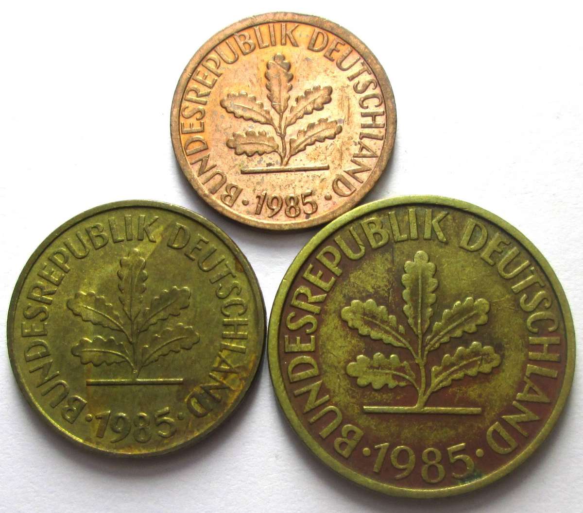 1985 Germany 1/5/10 Pfennigs