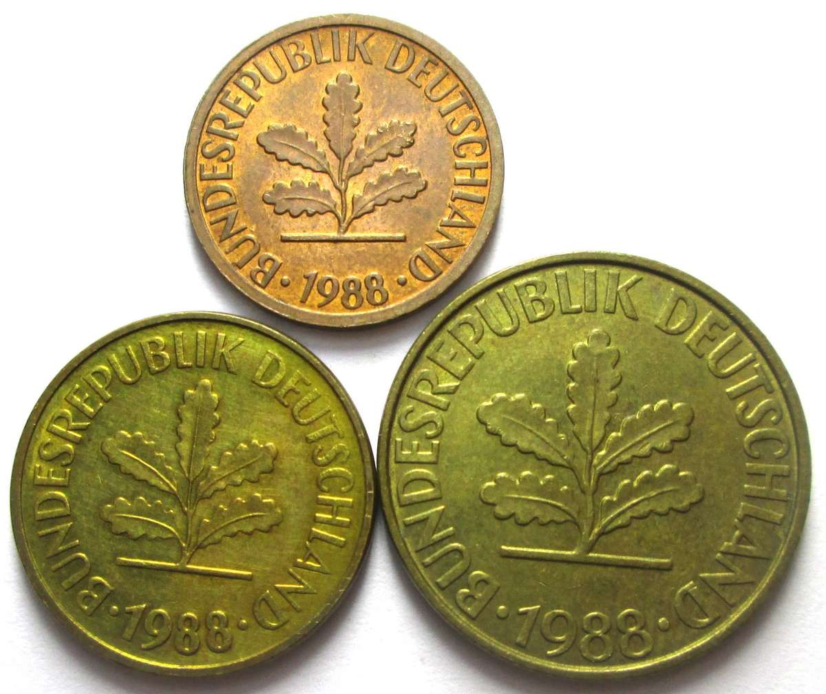 1988 Germany 1/5/10 Pfennigs