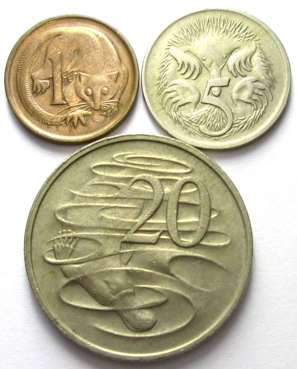 1967 Australia 1 Cent 5 Cents 20 Cents
