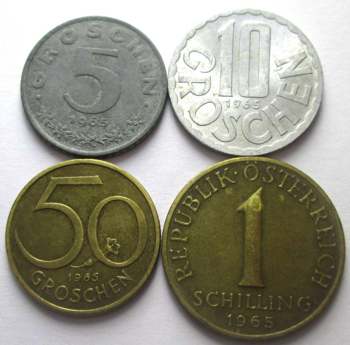 1965 Austria 5/10/50 Groschen 1 Schilling