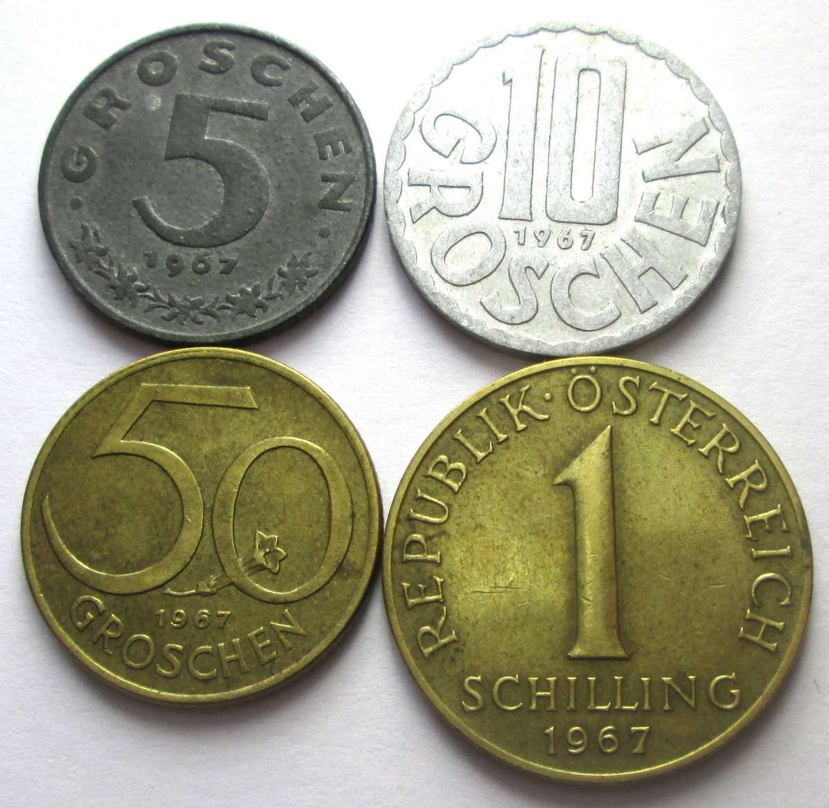 1967 Austria 5/10/50 Groschen 1 Schilling