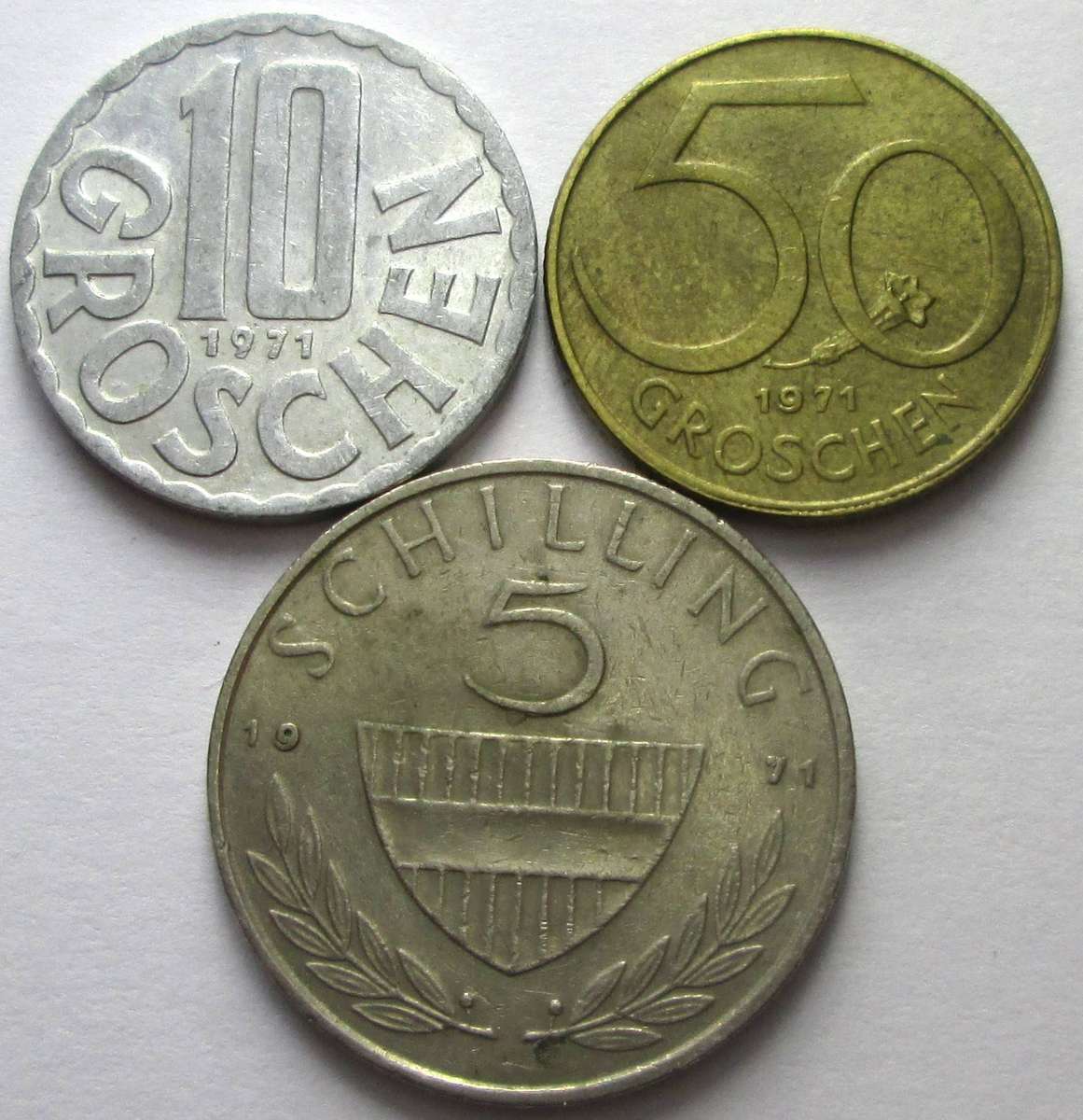 1971 Austria 10/50 Groschen 5 Schilling