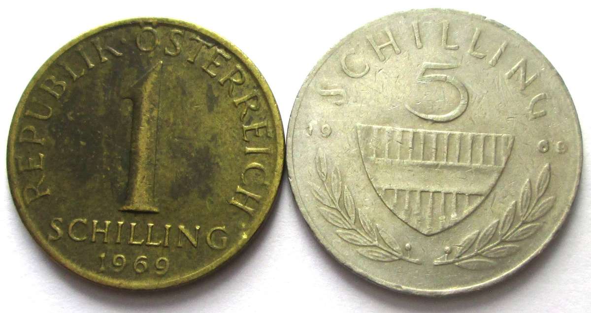 1969 Austria 1 Schilling 5 Schilling