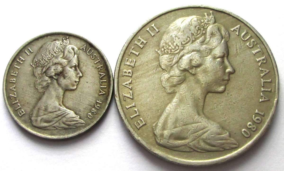 1980 Australia 5 Cents 20 Cents