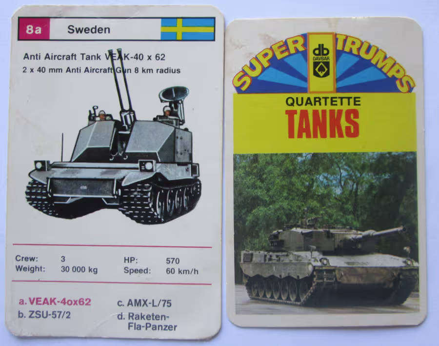 1970 Super Trumps Military Tanks Trading Cards x17