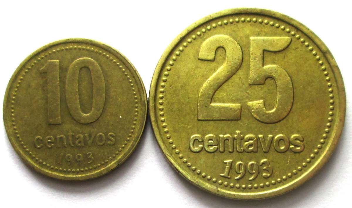 1993 Argentina 10/25 Centavos