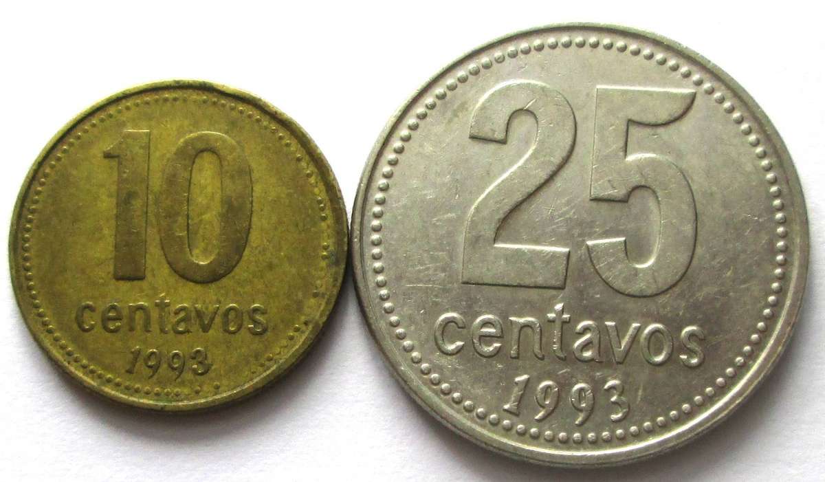 1993 Argentina 10/25 Centavos